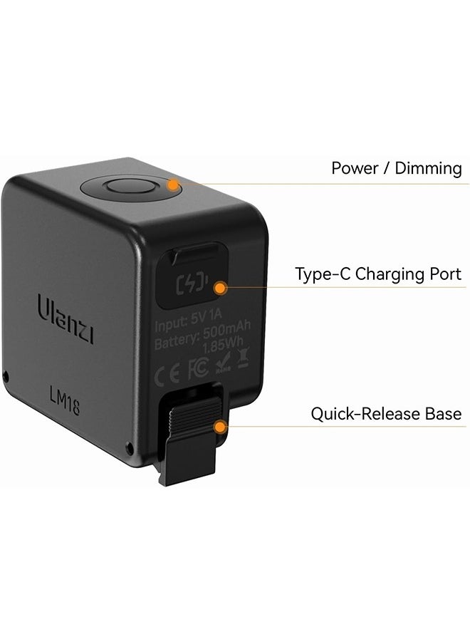 ULANZI LM18 Vlogging Light Mini LED Camera Video Light for DJI Osmo Action 3/4 Camera Cage Accessories and Ulanzi PK-06 Pocket 3 Expansion Adapter