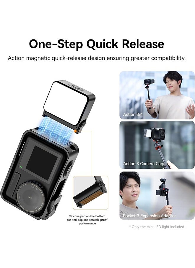 ULANZI LM18 Vlogging Light Mini LED Camera Video Light for DJI Osmo Action 3/4 Camera Cage Accessories and Ulanzi PK-06 Pocket 3 Expansion Adapter