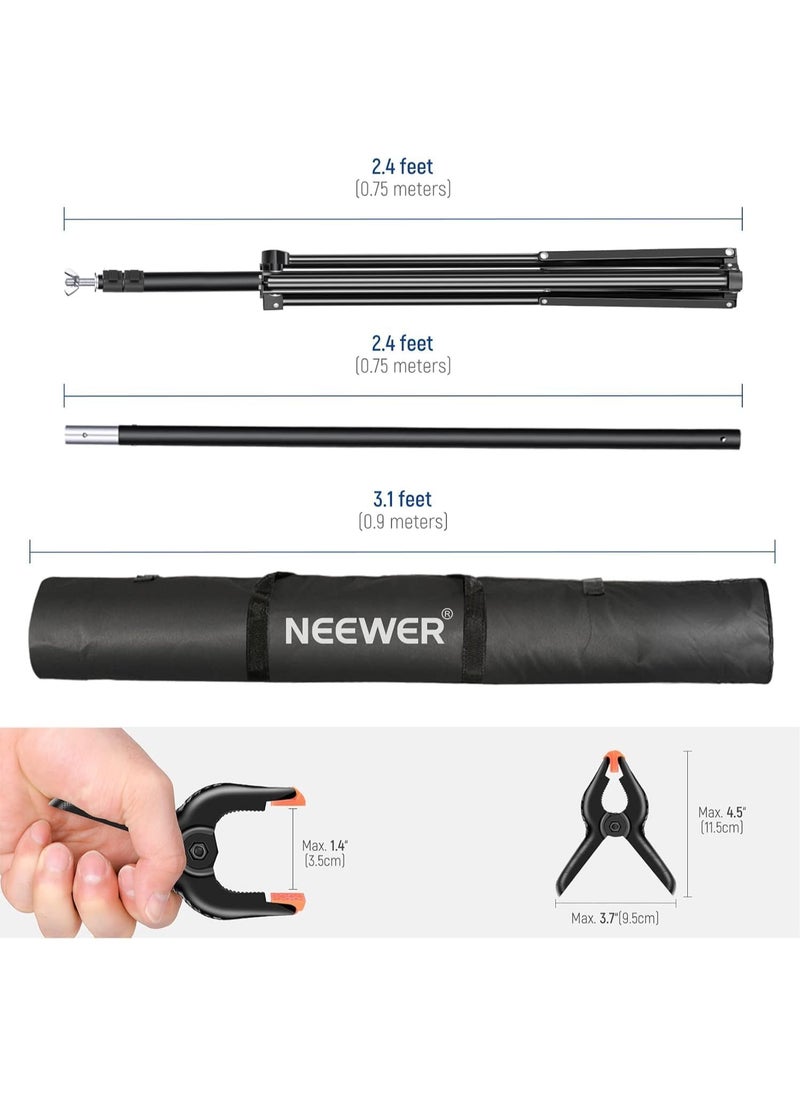 Neewer Photo Studio Backdrop Support System, 10ft/3m Wide 6.6ft/2m High Adjustable Background Stand with 4 Crossbars, 6 Backdrop Clamps, 2 Sandbags, and Carrying Bag for Portrait & Studio Photography