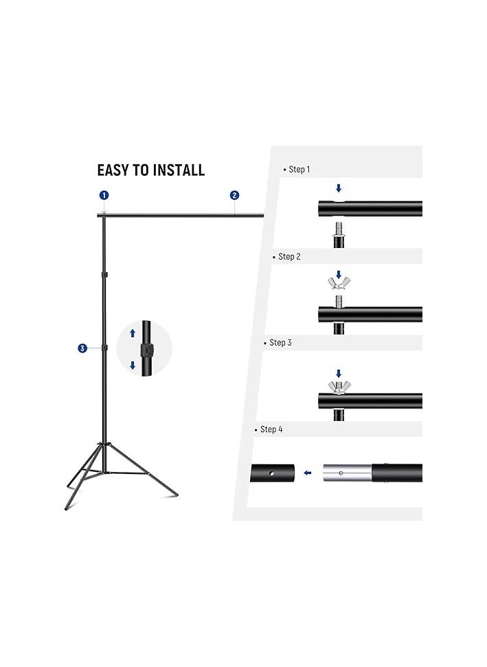 Neewer Photo Studio Backdrop Support System, 10ft/3m Wide 6.6ft/2m High Adjustable Background Stand with 4 Crossbars, 6 Backdrop Clamps, 2 Sandbags, and Carrying Bag for Portrait & Studio Photography