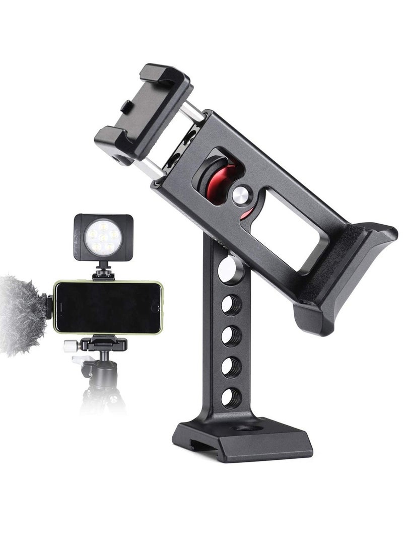 Cinema Phone Holder Tripod Mount, 2 Cold Shoe Slot,Arca/RRS Dovetail and 1/4'' Screw Mount Phone Adapter,for iPhone 6 7 8 9 X 11 12 13 Pro Mount