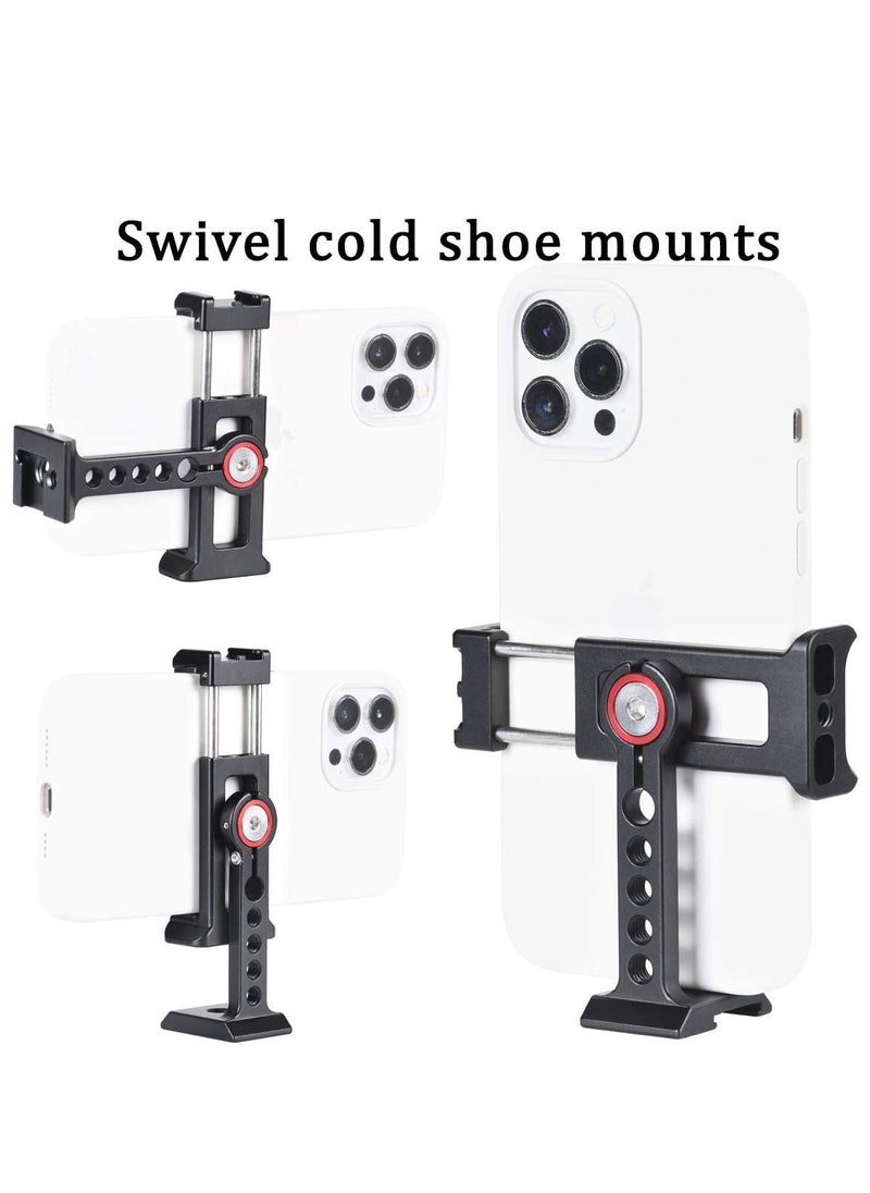 Cinema Phone Holder Tripod Mount, 2 Cold Shoe Slot,Arca/RRS Dovetail and 1/4'' Screw Mount Phone Adapter,for iPhone 6 7 8 9 X 11 12 13 Pro Mount