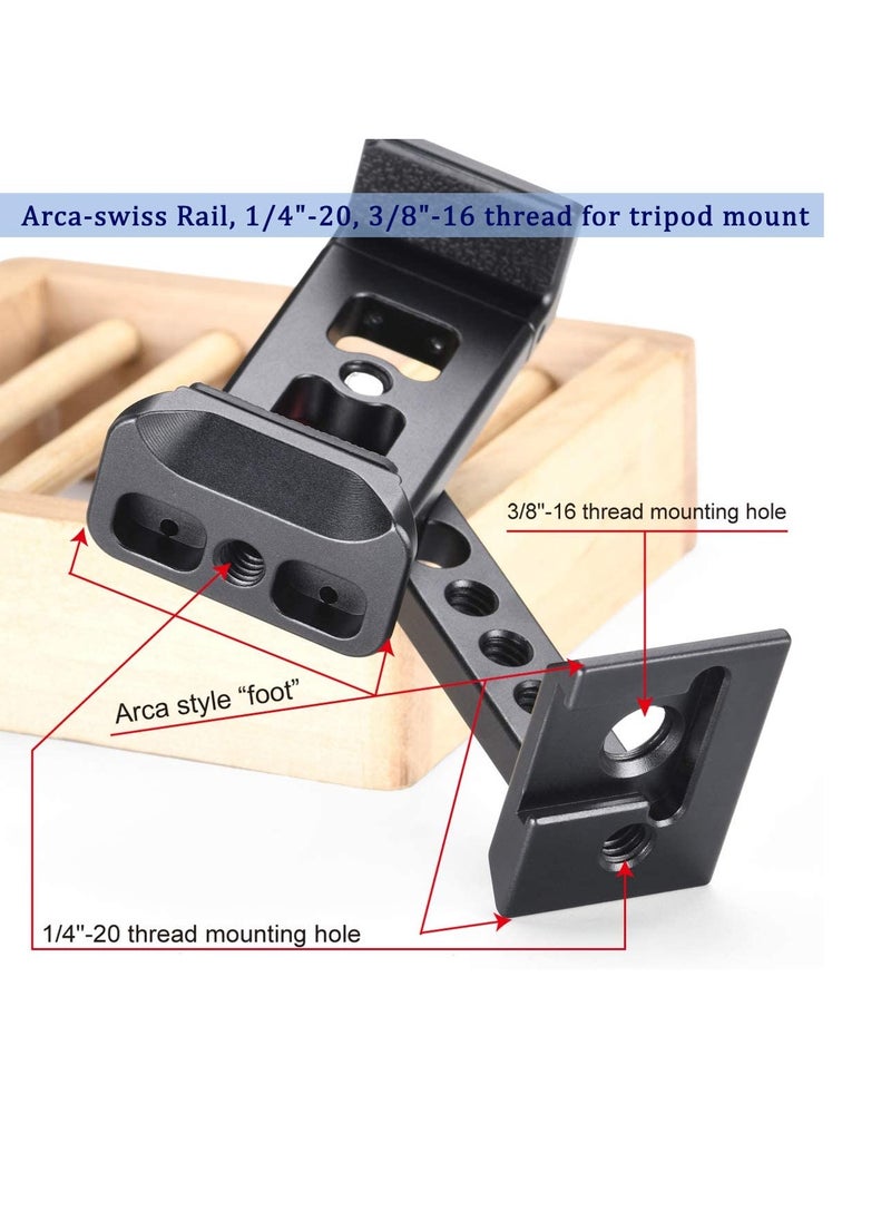 Cinema Phone Holder Tripod Mount, 2 Cold Shoe Slot,Arca/RRS Dovetail and 1/4'' Screw Mount Phone Adapter,for iPhone 6 7 8 9 X 11 12 13 Pro Mount