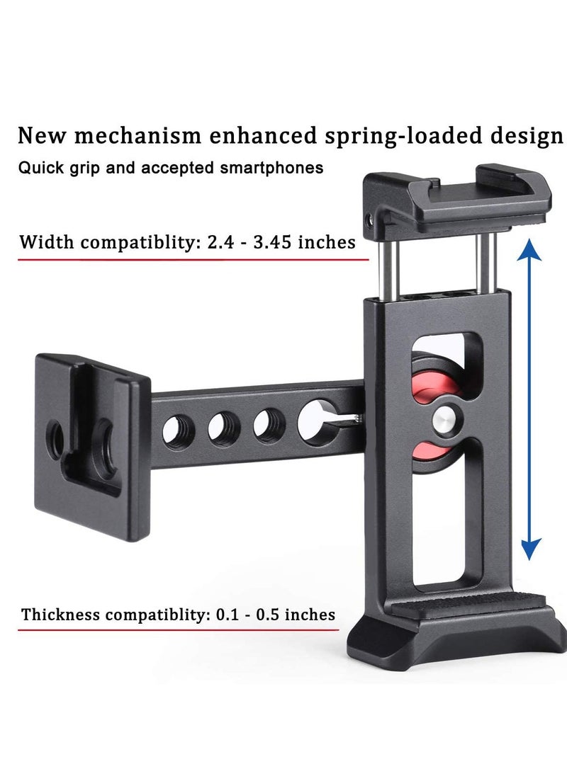 Cinema Phone Holder Tripod Mount, 2 Cold Shoe Slot,Arca/RRS Dovetail and 1/4'' Screw Mount Phone Adapter,for iPhone 6 7 8 9 X 11 12 13 Pro Mount