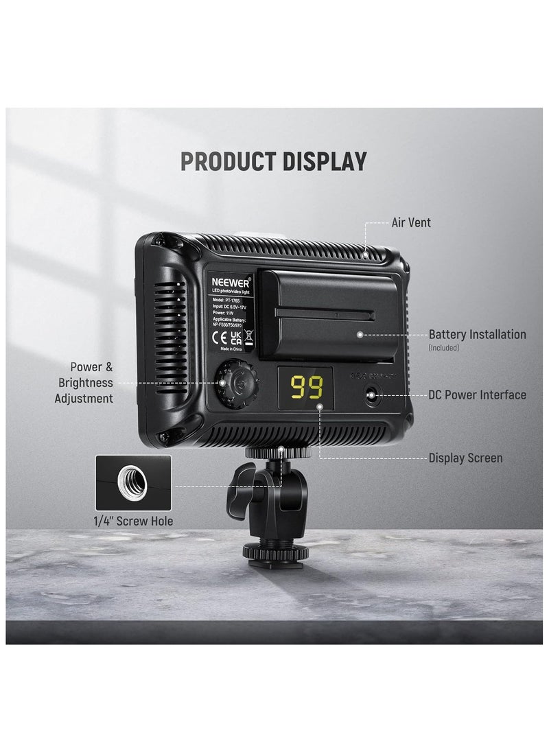 Neewer 176-LED Dimmable Light Panel with 2 x 2600 mAh Lithium Battery, Dual USB Battery Charger for Canon Nikon Digital SLR etc. for Video Recording in Photo Studio