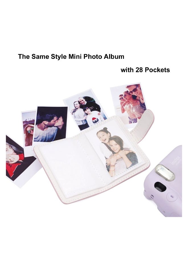 Instant Camera Case Compatible with for Fujifilm Instax Mini 11 9 8 8+ PU Leather Bag with Pocket and Adjustable Shoulder Strap Photo Album