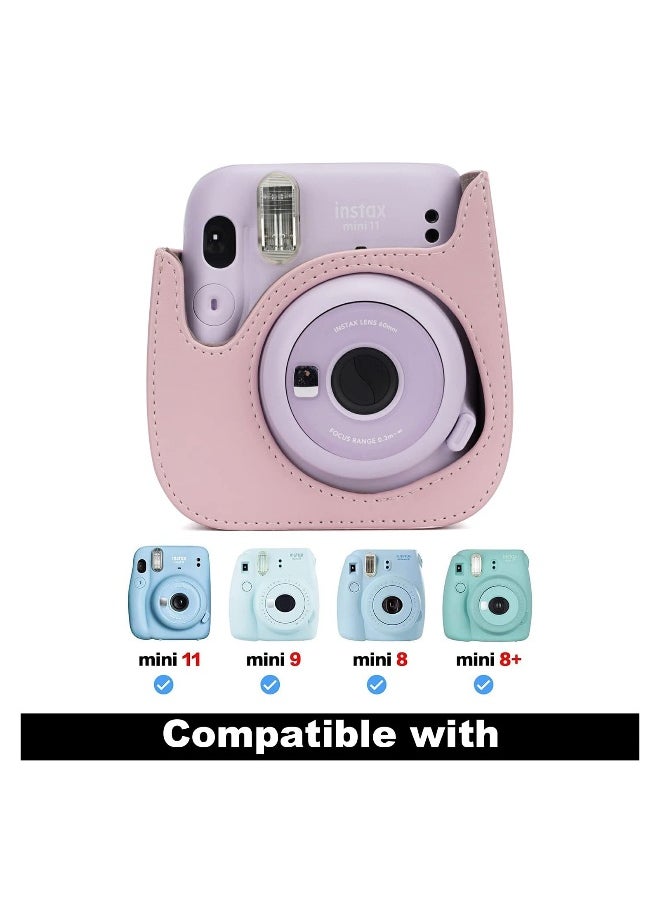 Instant Camera Case Compatible with for Fujifilm Instax Mini 11 9 8 8+ PU Leather Bag with Pocket and Adjustable Shoulder Strap Photo Album