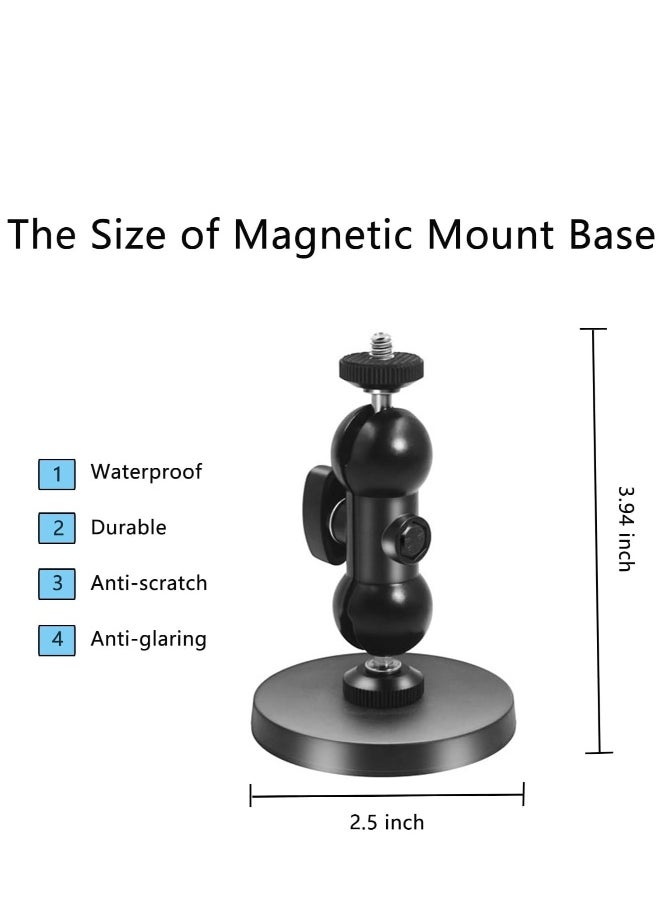 Magnetic Camera Mount Compatible with Hero 12/11/10/9/8, AKASO EK7000 Brave 4, DJI Osmo, Insta360 X3 Action Camera with a 1/4 Thread, Magnetic Base Mount with Rotating Ball Head