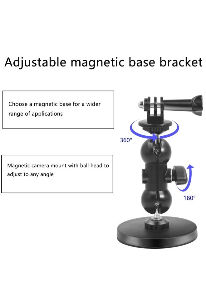 Magnetic Camera Mount Compatible with Hero 12/11/10/9/8, AKASO EK7000 Brave 4, DJI Osmo, Insta360 X3 Action Camera with a 1/4 Thread, Magnetic Base Mount with Rotating Ball Head