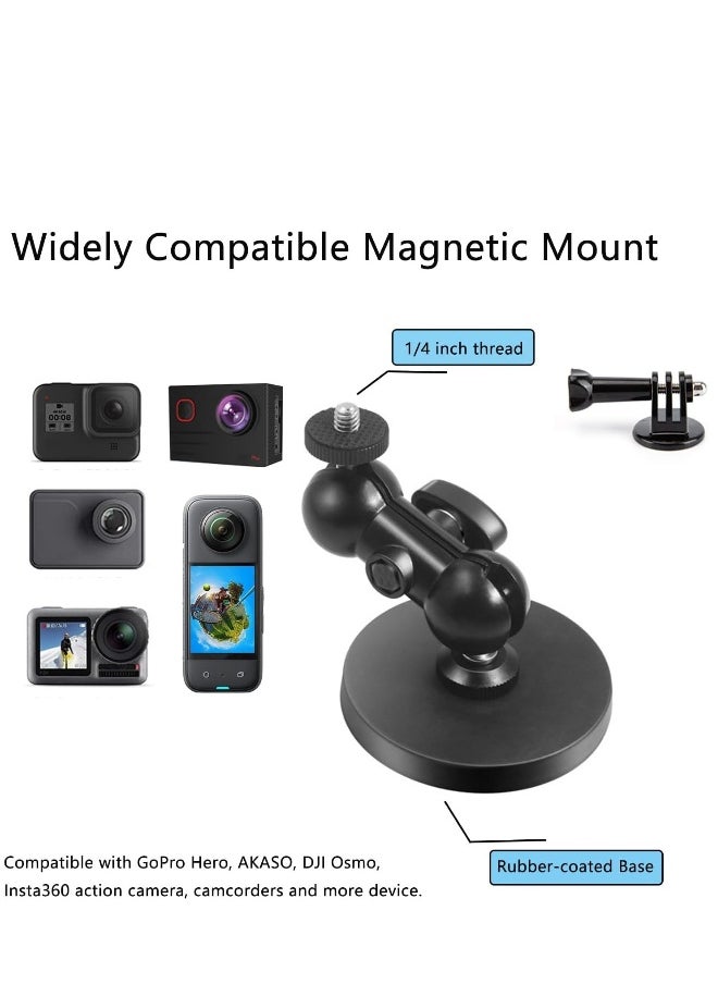 Magnetic Camera Mount Compatible with Hero 12/11/10/9/8, AKASO EK7000 Brave 4, DJI Osmo, Insta360 X3 Action Camera with a 1/4 Thread, Magnetic Base Mount with Rotating Ball Head