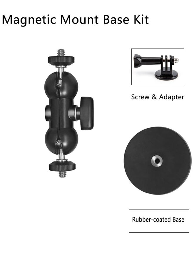 Magnetic Camera Mount Compatible with Hero 12/11/10/9/8, AKASO EK7000 Brave 4, DJI Osmo, Insta360 X3 Action Camera with a 1/4 Thread, Magnetic Base Mount with Rotating Ball Head