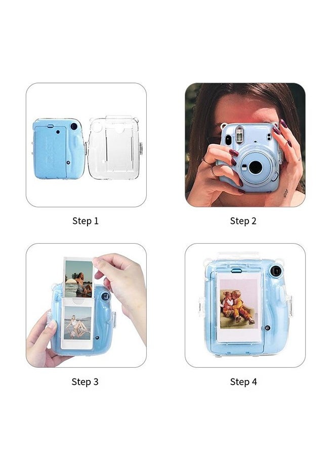 Hard Case For Fujifilm Instax Mini 11 Instant Camera With Adjustable Strap Clear
