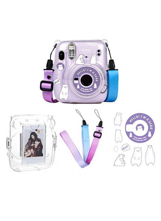 Hard Case For Fujifilm Instax Mini 11 Instant Camera With Adjustable Strap Clear