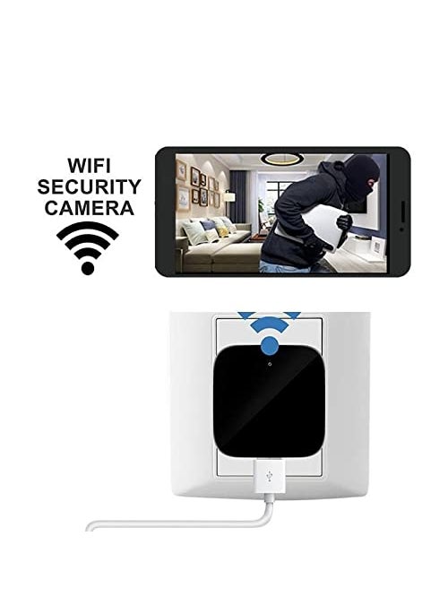 IYZA Wireless 1080p WiFi 90 Viewing Area USB Wall Charger WiFi Camera Video and Audio Live View On Mobile App WiFi Charger