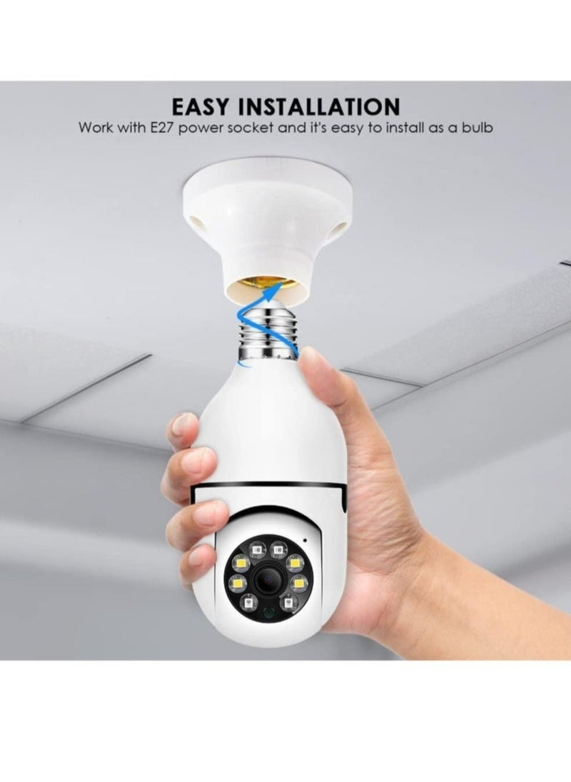 4Pack HD 1080P Wireless Light-Bulb Security Camera, Work with 2.4ghzu00265ghz WiFi, Motion Auto Tracking, 2 Way Audio, Spotlight Night Vision, E27 Screw-in CCTV Camera (4pcs)