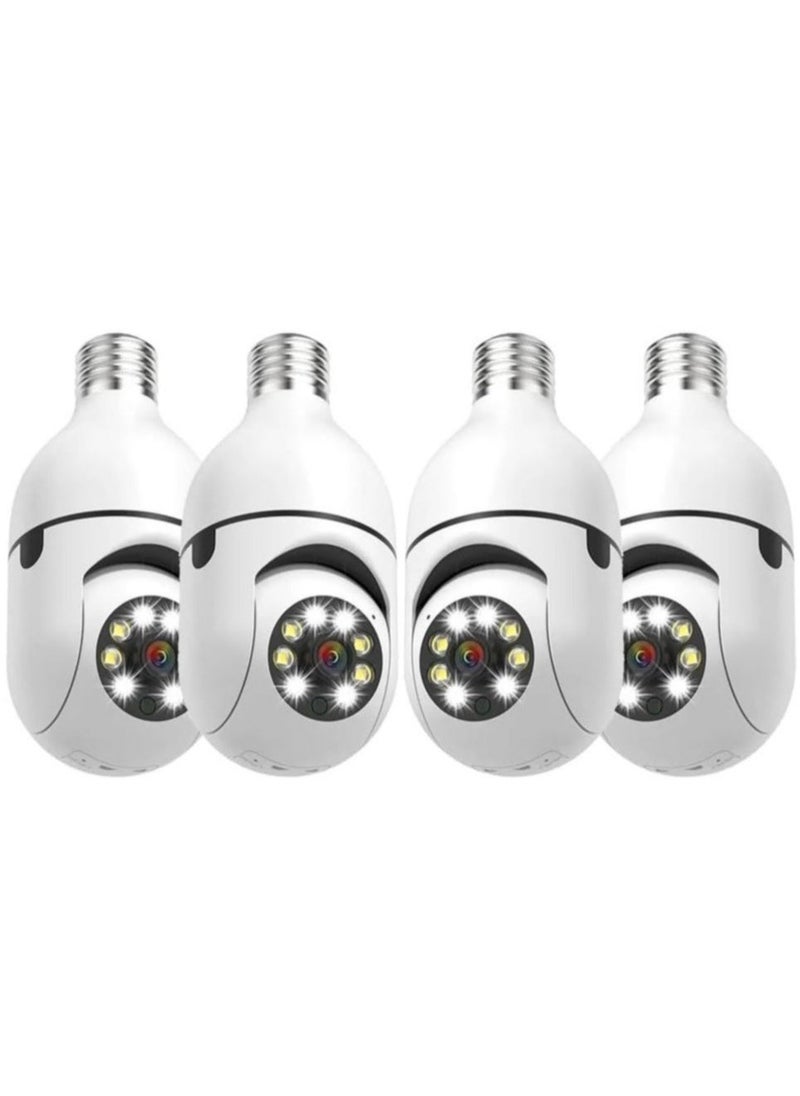 4Pack HD 1080P Wireless Light-Bulb Security Camera, Work with 2.4ghzu00265ghz WiFi, Motion Auto Tracking, 2 Way Audio, Spotlight Night Vision, E27 Screw-in CCTV Camera (4pcs)