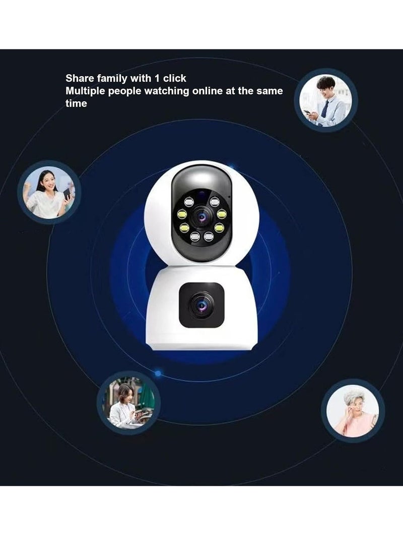 WiFi Dual Lens Security Camera HD Wireless Home Camera with Wide Angle NightMotion Detection, 2 Way, Panoramic Shooting, Rich Functions, HD Night