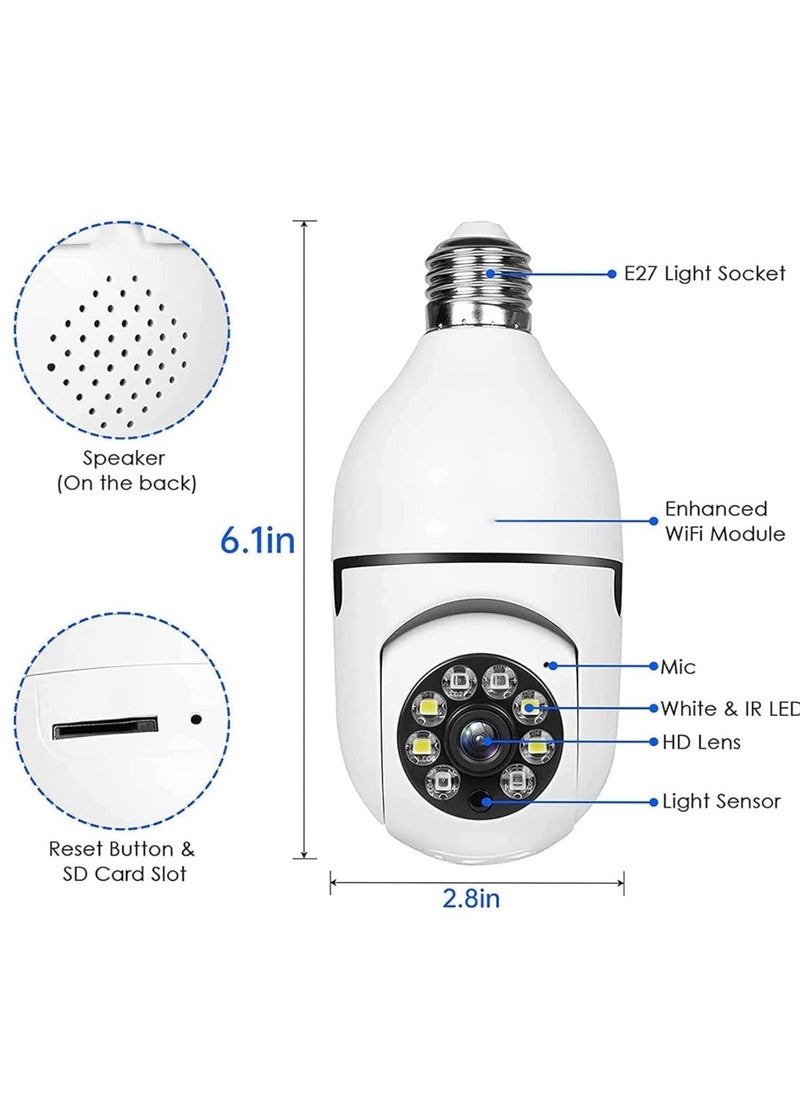 WiFi Light Bulb Camera 360 Degree Wireless Outdoor Security Camera Home Surveillance Cam with 1080P Color Night Vision Human Motion Detection(4-PCS)