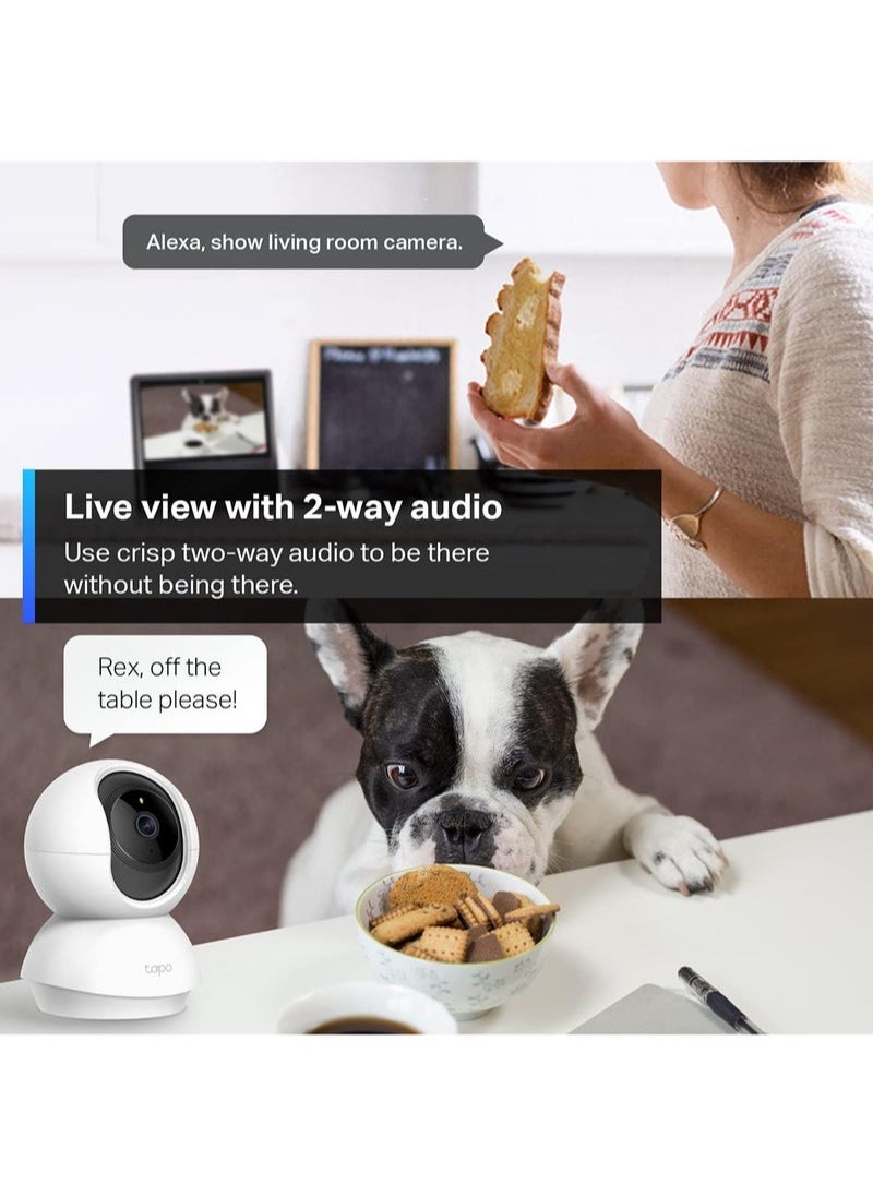 Tapo C200 Pan/Tilt 1080p Full HD Home Security Wi-Fi Camera Live View And Two-Way Audio Night Vision Motion Detection Baby Monitor MicroSD Card Support Works With Google Assistant And Alexa Remote Management By App