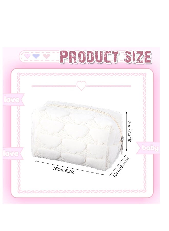 Compact Travel Makeup Bag for Women, Stylish Cosmetic Organizer with Zip Closure, Portable Toiletry Storage in White