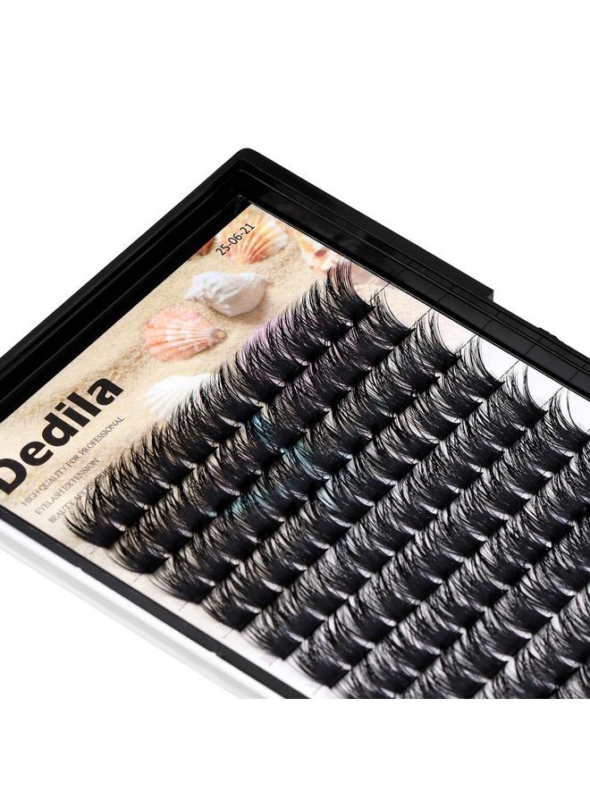 Dedila 120 Clusters Individual False Eyelashes Wide Stem D Curl Handmade Dramatic Black Soft and Light 5D Volume Eye Lashes Extensions Thick Base Women Girls Beauty Tools (16mm)