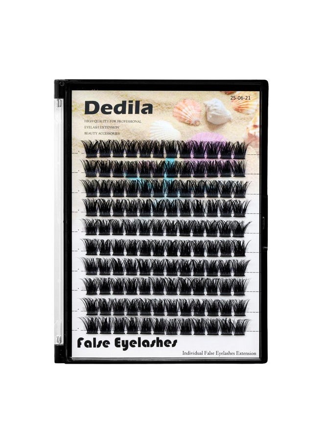 Dedila 120 Clusters Individual False Eyelashes Wide Stem D Curl Handmade Dramatic Black Soft and Light 5D Volume Eye Lashes Extensions Thick Base Women Girls Beauty Tools (16mm)