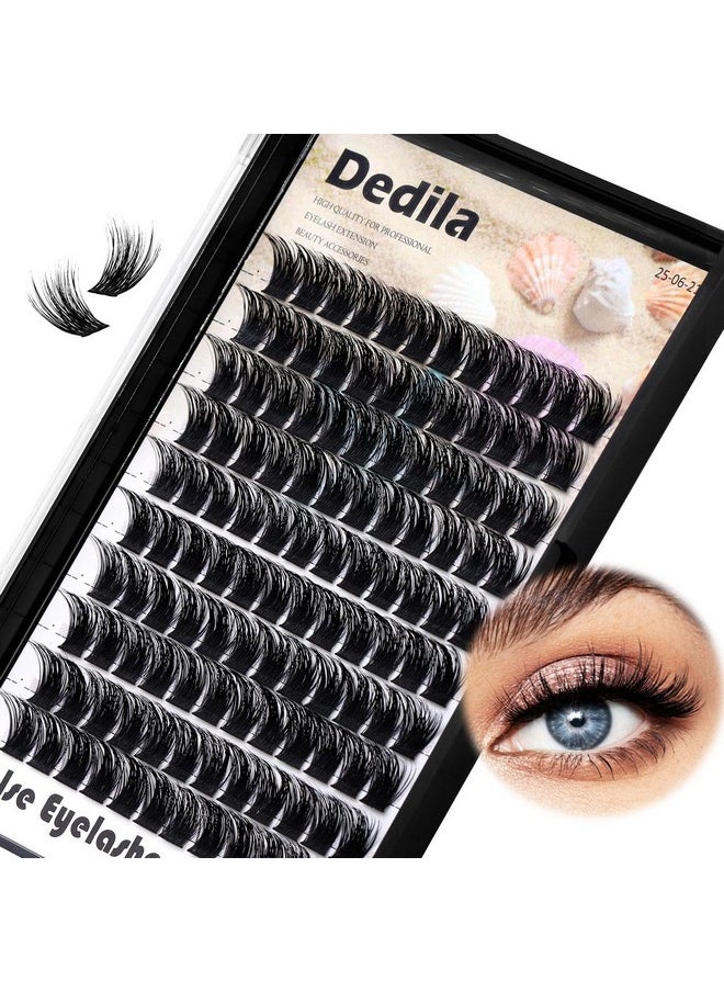 Dedila 120 Clusters Individual False Eyelashes Wide Stem D Curl Handmade Dramatic Black Soft and Light 5D Volume Eye Lashes Extensions Thick Base Women Girls Beauty Tools (16mm)