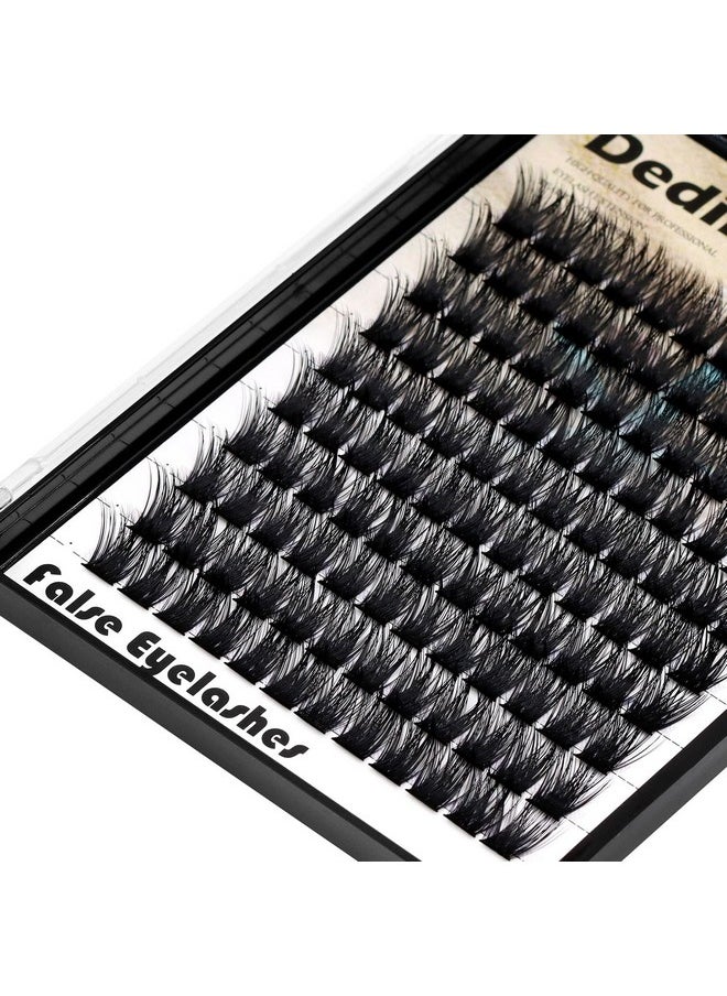 Dedila 120 Clusters Individual False Eyelashes Wide Stem D Curl Handmade Dramatic Black Soft and Light 5D Volume Eye Lashes Extensions Thick Base Women Girls Beauty Tools (16mm)