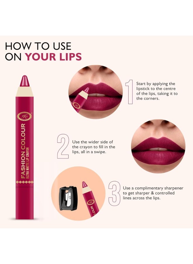 Ultra Matte Lip Crayons With Free Sharpener Smudge Proof Waterproof Hydrating Long Lasting Matte Finish Cruelty-free Paraben-free Very Berry