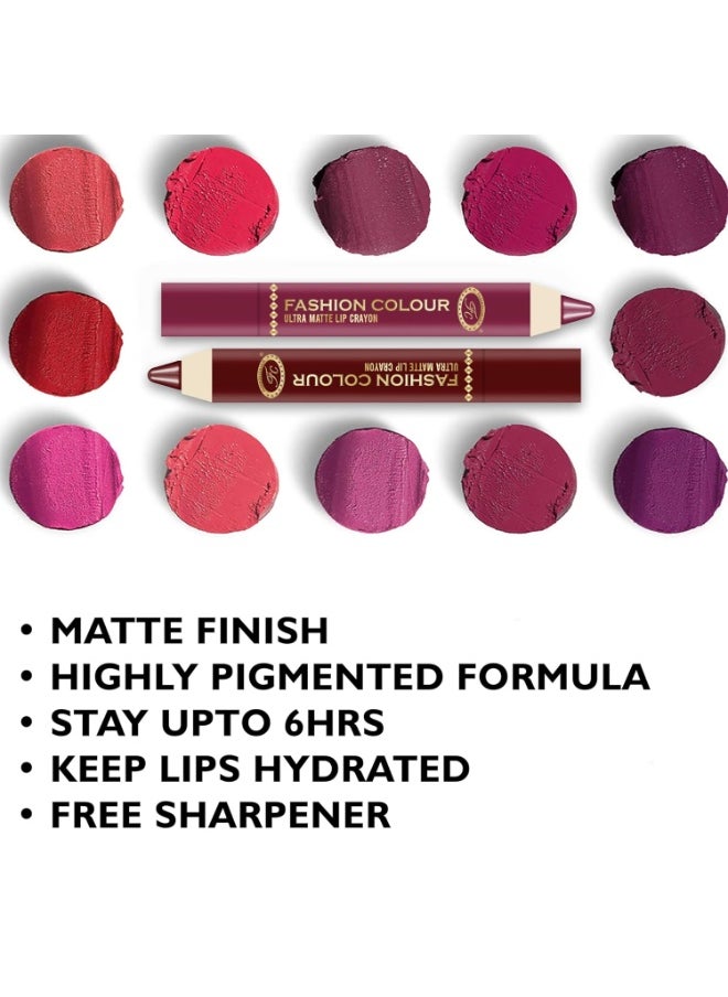 Ultra Matte Lip Crayons With Free Sharpener Smudge Proof Waterproof Hydrating Long Lasting Matte Finish Cruelty-free Paraben-free Very Berry