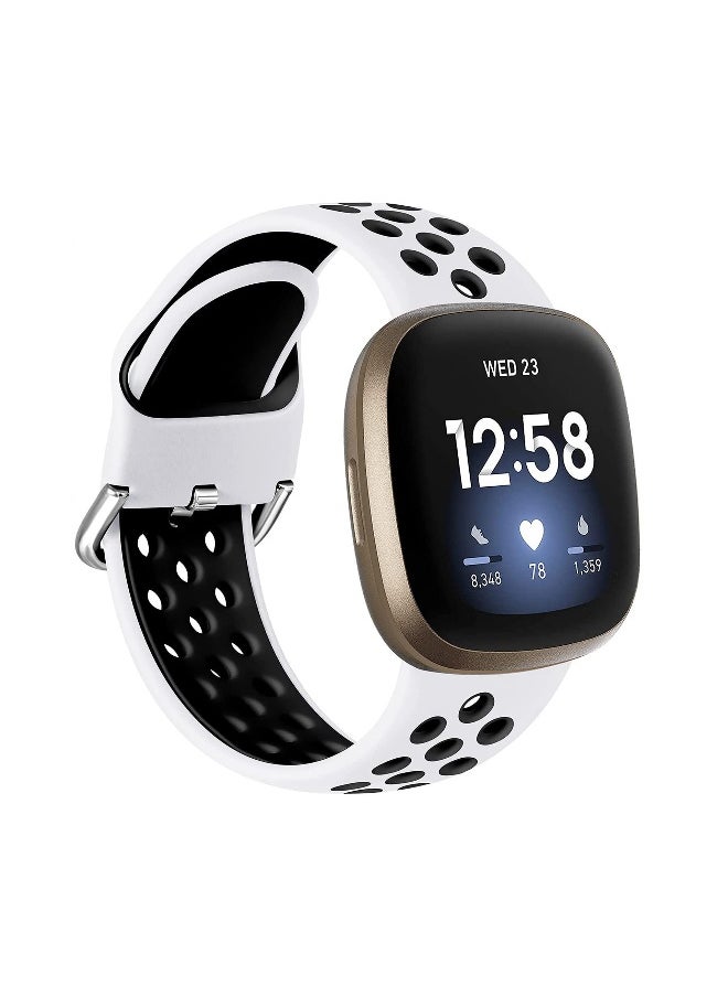 Two-color Strap, Compatible with Fitbit Versa 3 Strap/Fitbit Sense Women's Strap, Soft Silicone Substitute, Sports Wrist Strap with Vents, Suitable for Fitbit Versa 3/fitbit Sense