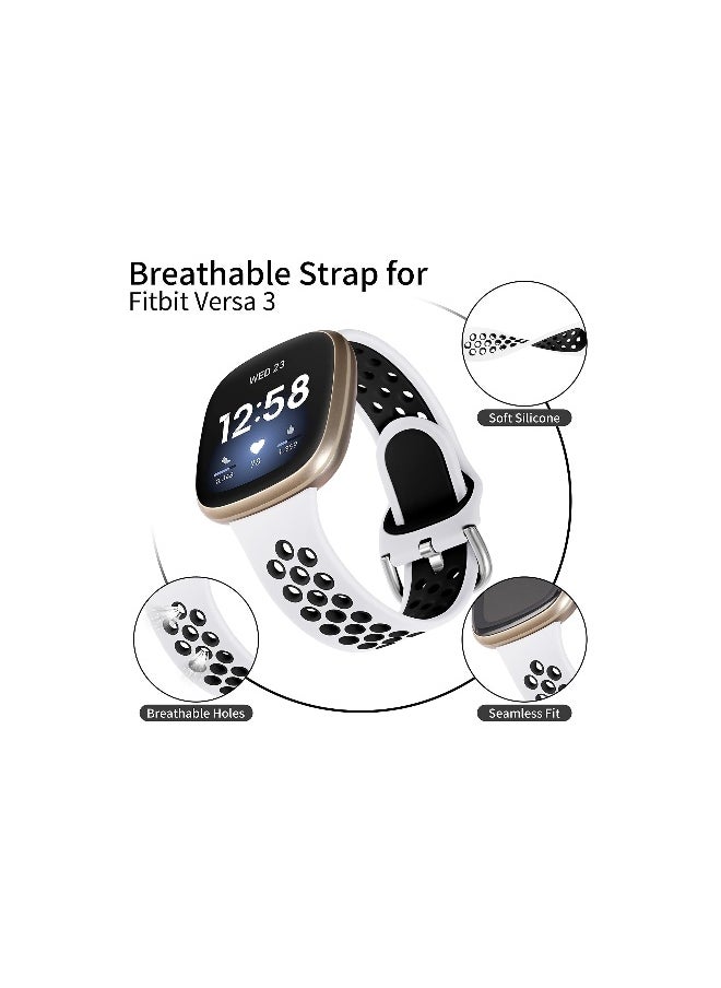 Two-color Strap, Compatible with Fitbit Versa 3 Strap/Fitbit Sense Women's Strap, Soft Silicone Substitute, Sports Wrist Strap with Vents, Suitable for Fitbit Versa 3/fitbit Sense