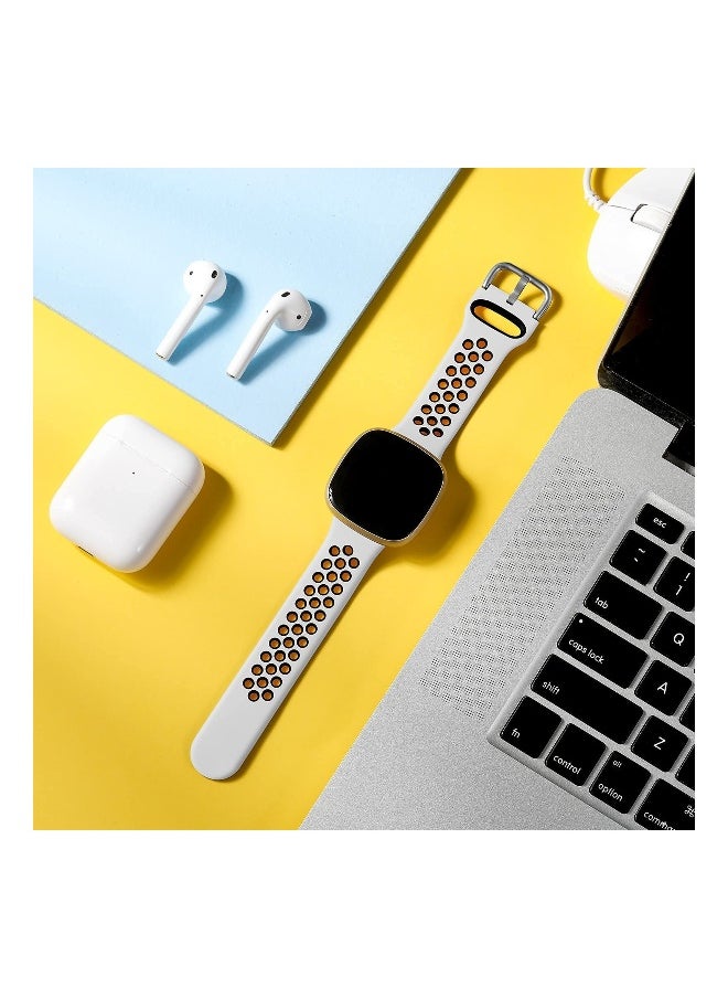Two-color Strap, Compatible with Fitbit Versa 3 Strap/Fitbit Sense Women's Strap, Soft Silicone Substitute, Sports Wrist Strap with Vents, Suitable for Fitbit Versa 3/fitbit Sense