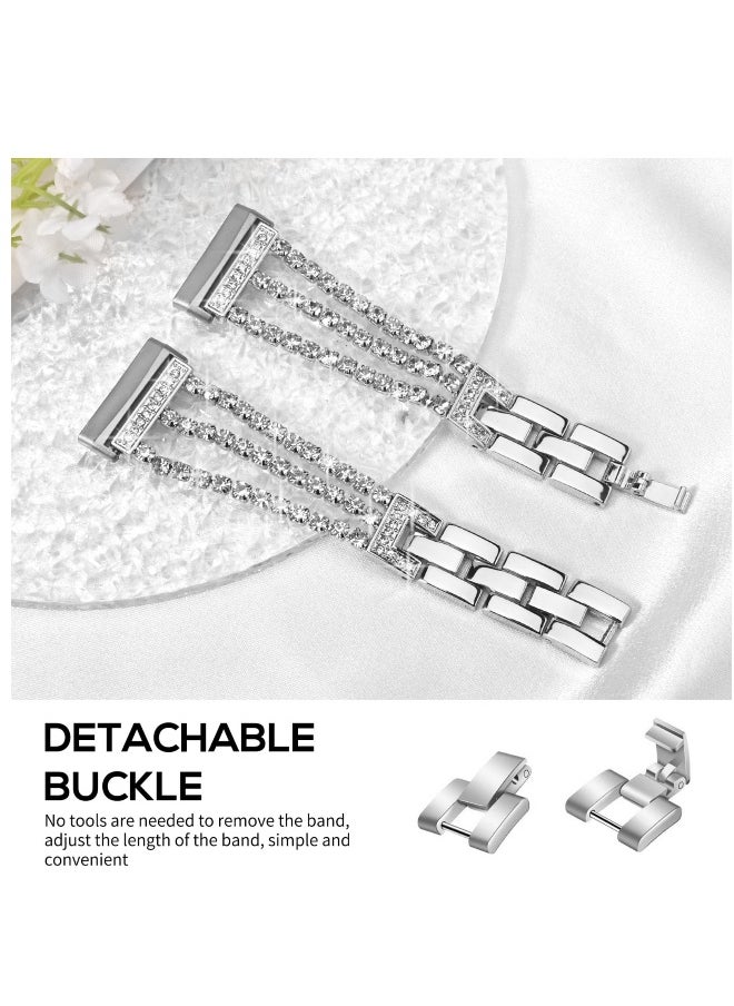 Stylish Bling Diamond Stainless Steel Bands for Fitbit Versa 3 4 Sense Sense 2 Smart Watch for Women and Girls