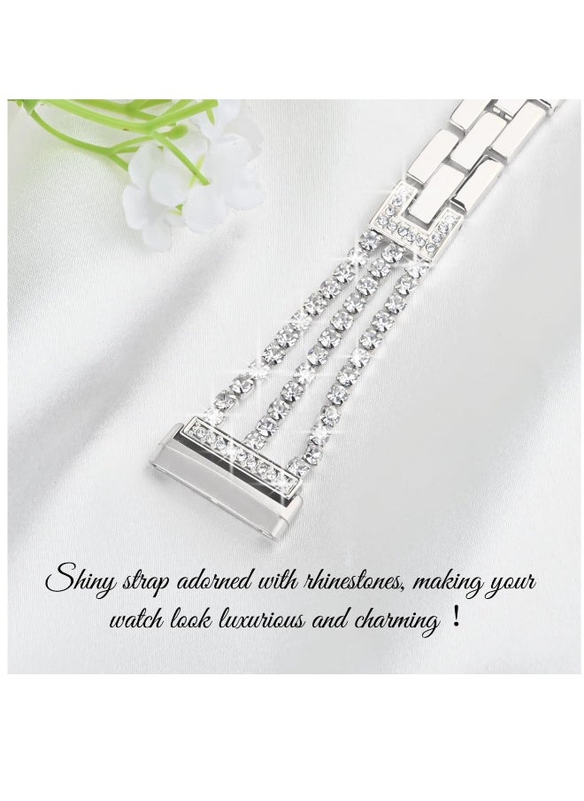 Stylish Bling Diamond Stainless Steel Bands for Fitbit Versa 3 4 Sense Sense 2 Smart Watch for Women and Girls