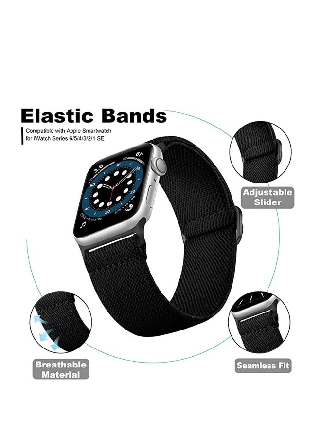 KASTWAVE Bands Compatible with Apple Watch Band 44mm 42mm 40mm 38mm for Women Men, Elastic Solo Loop Soft Breathable Braided Nylon Stretchy Bands for iWatch/ Apple Watch SE Series 1 2 3 4 5 6
