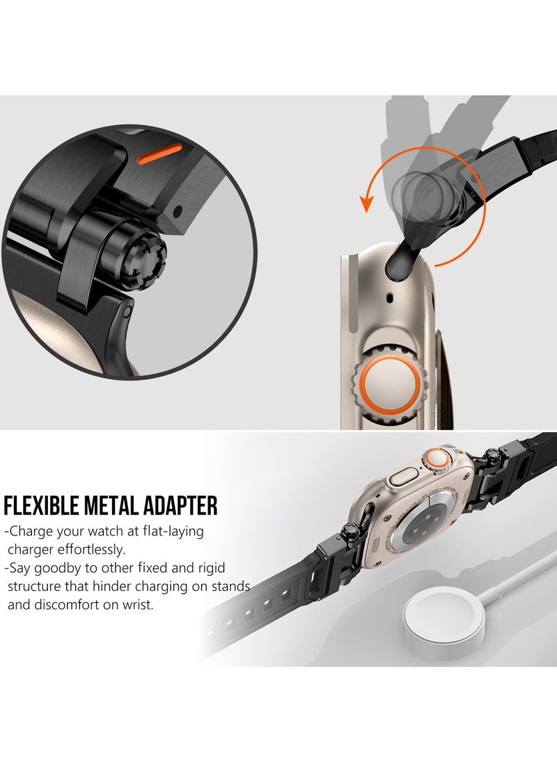 Band for Apple Watch Ultra, Durable Metal Connector Strap for Series 9/8/7/6/SE, 49mm/45mm/44mm/42mm, Rugged TPU Sport Replacement Strap for Apple Watch Ultra 2