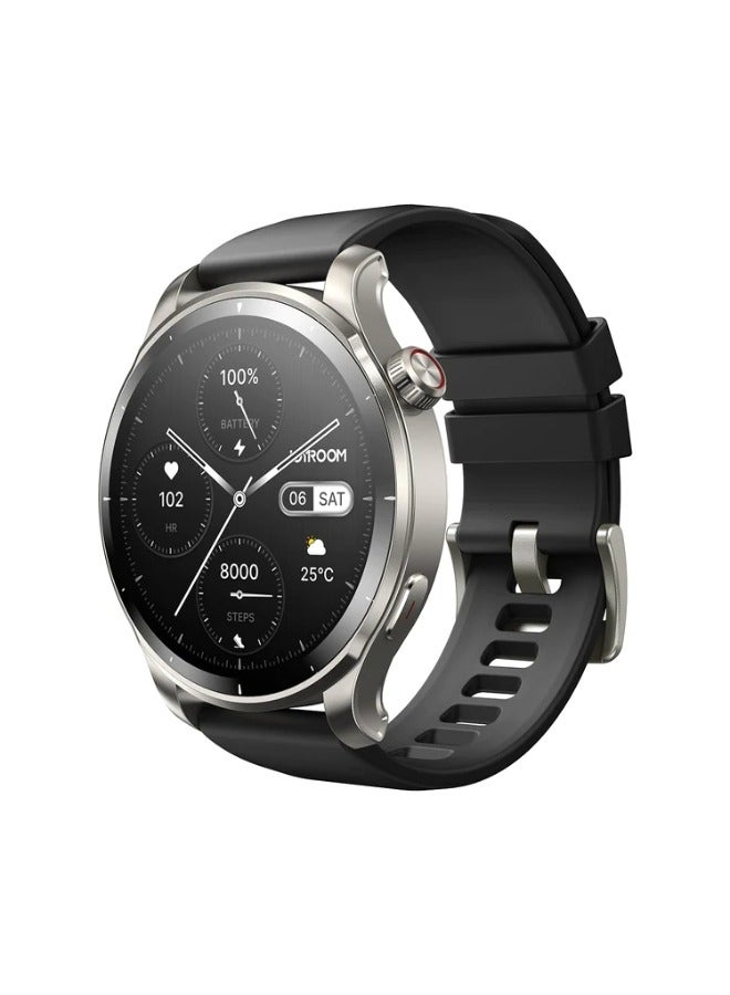 300 mAh Venture Series Smart watch with AMOLED Always On Display Smartwatches, BT Calling IP8 Waterproof Fitness Watch with Heart Sleep Monitor for Android iOS Black