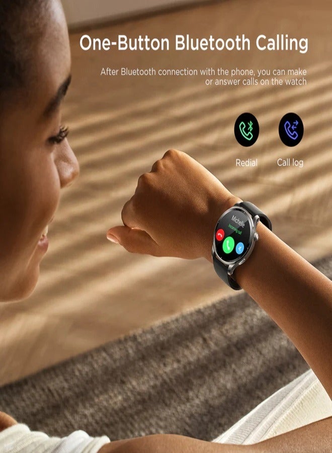 300 mAh Venture Series Smart watch with AMOLED Always On Display Smartwatches, BT Calling IP8 Waterproof Fitness Watch with Heart Sleep Monitor for Android iOS Black