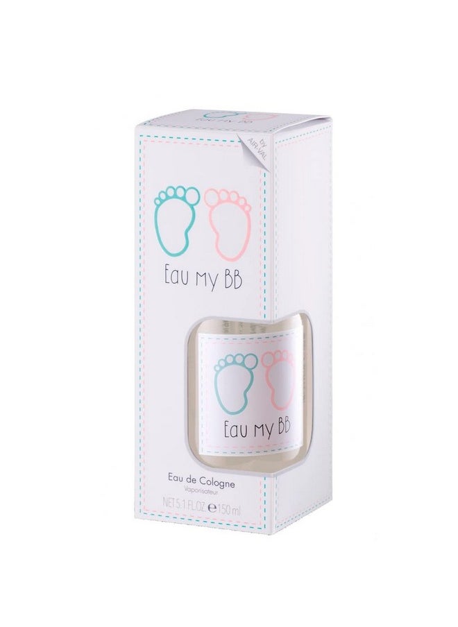 Eau My BB, All Natural, Gentle, Fragrance, for Babies, Newborns, Infants, Eau de Cologne, EDC, 5.07oz, 150ml, Spray, Made in Spain, by Air Val International, White, Blue, Pink (7961)