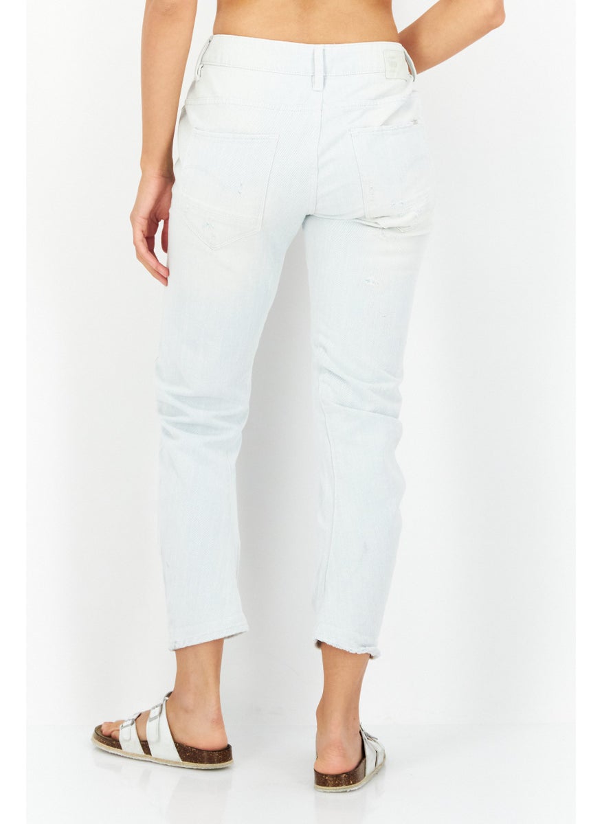 Women Regular Fit Washed Denim Jeans, White