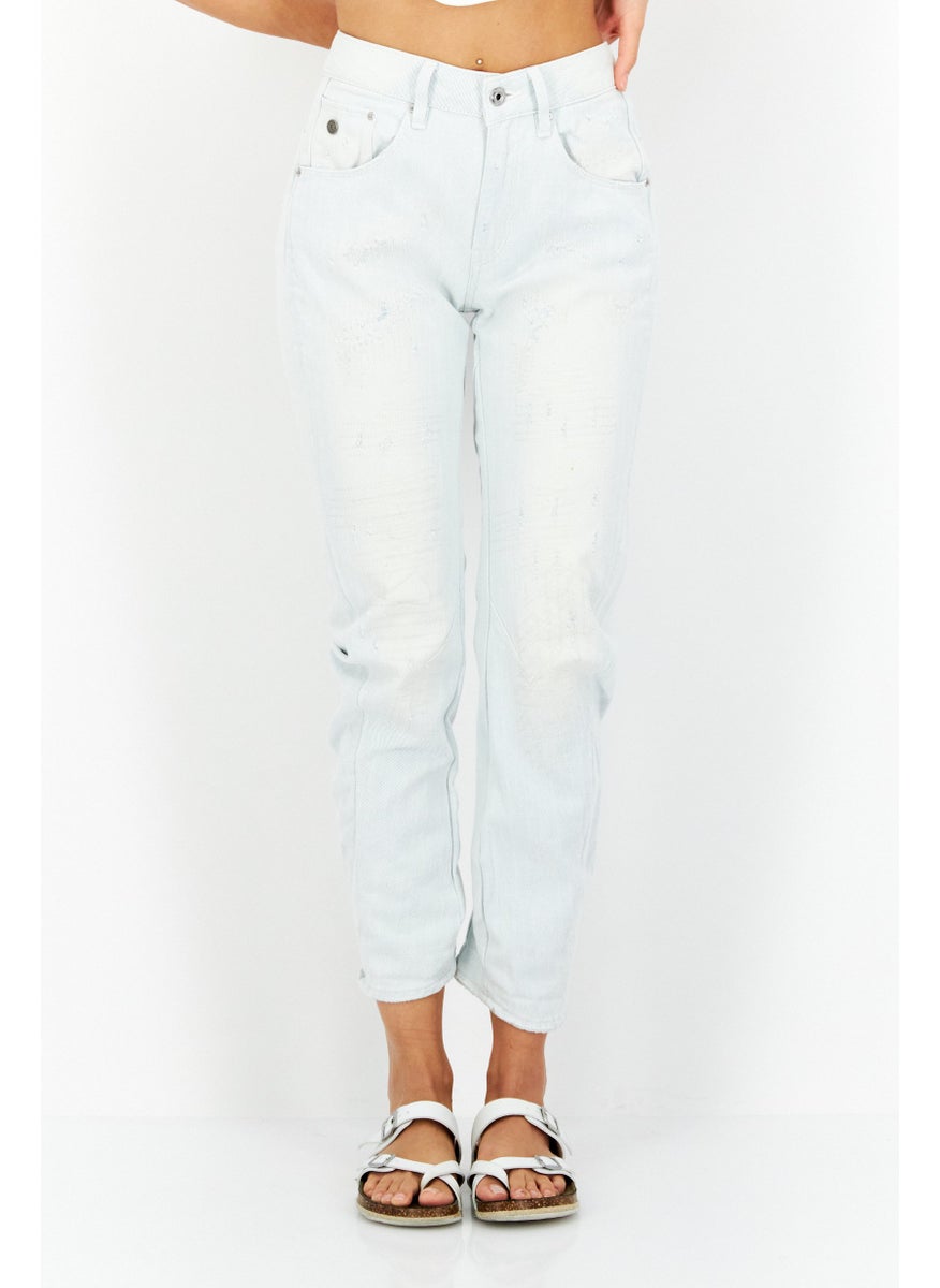 Women Regular Fit Washed Denim Jeans, White