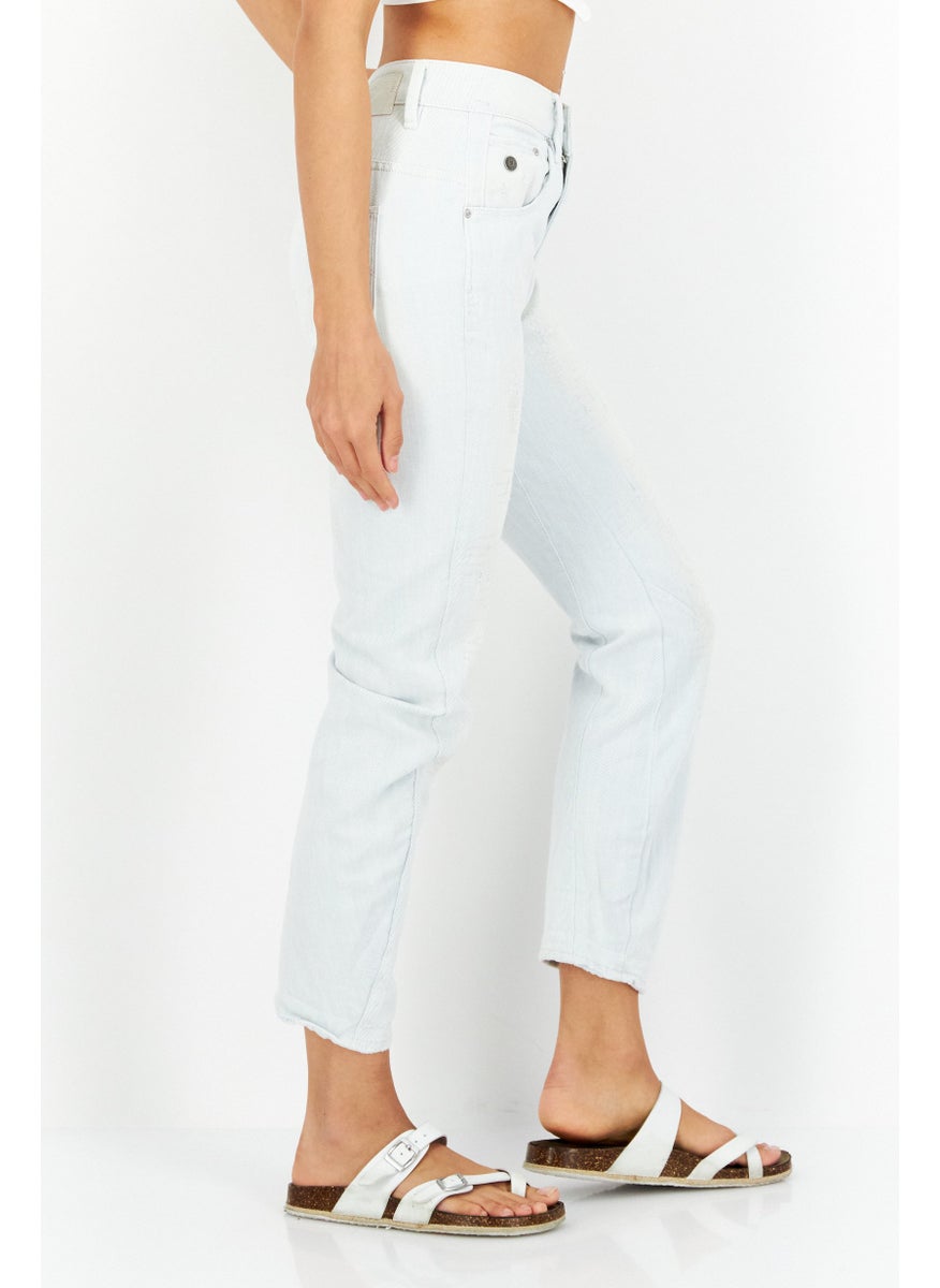 Women Regular Fit Washed Denim Jeans, White