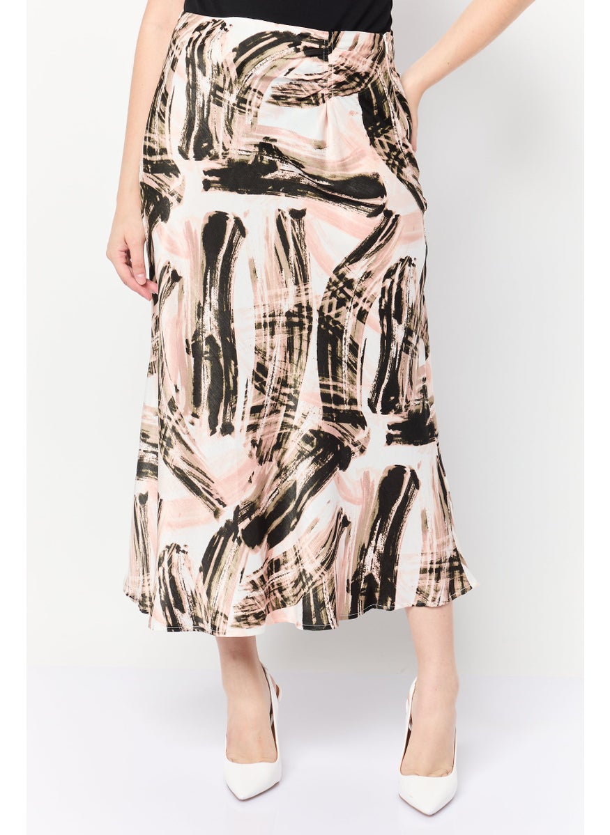 Women Textured Midi Skirt, Multicolor