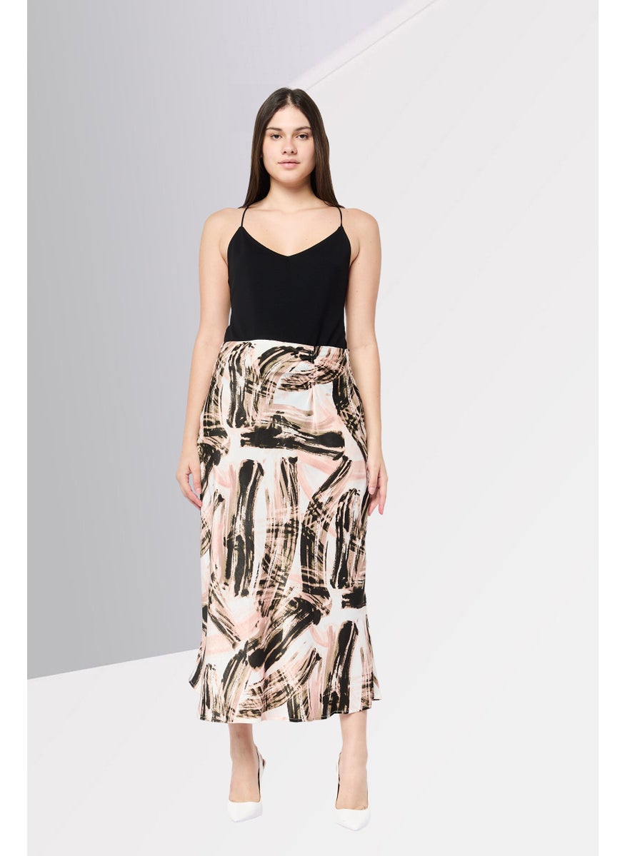 Women Textured Midi Skirt, Multicolor