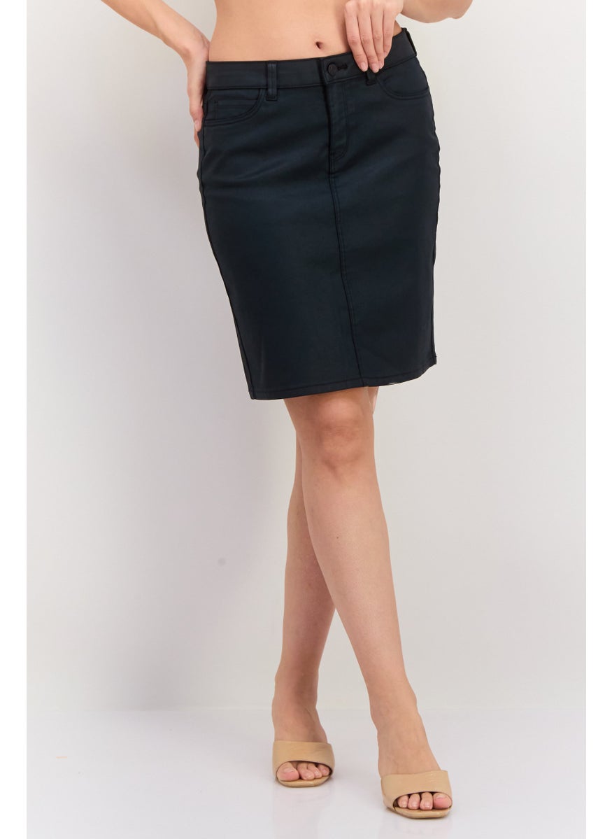 Women Solid Mini Skirt, Black