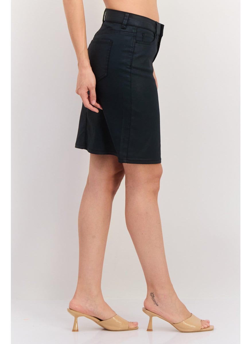 Women Solid Mini Skirt, Black
