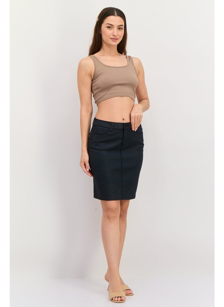 Women Solid Mini Skirt, Black