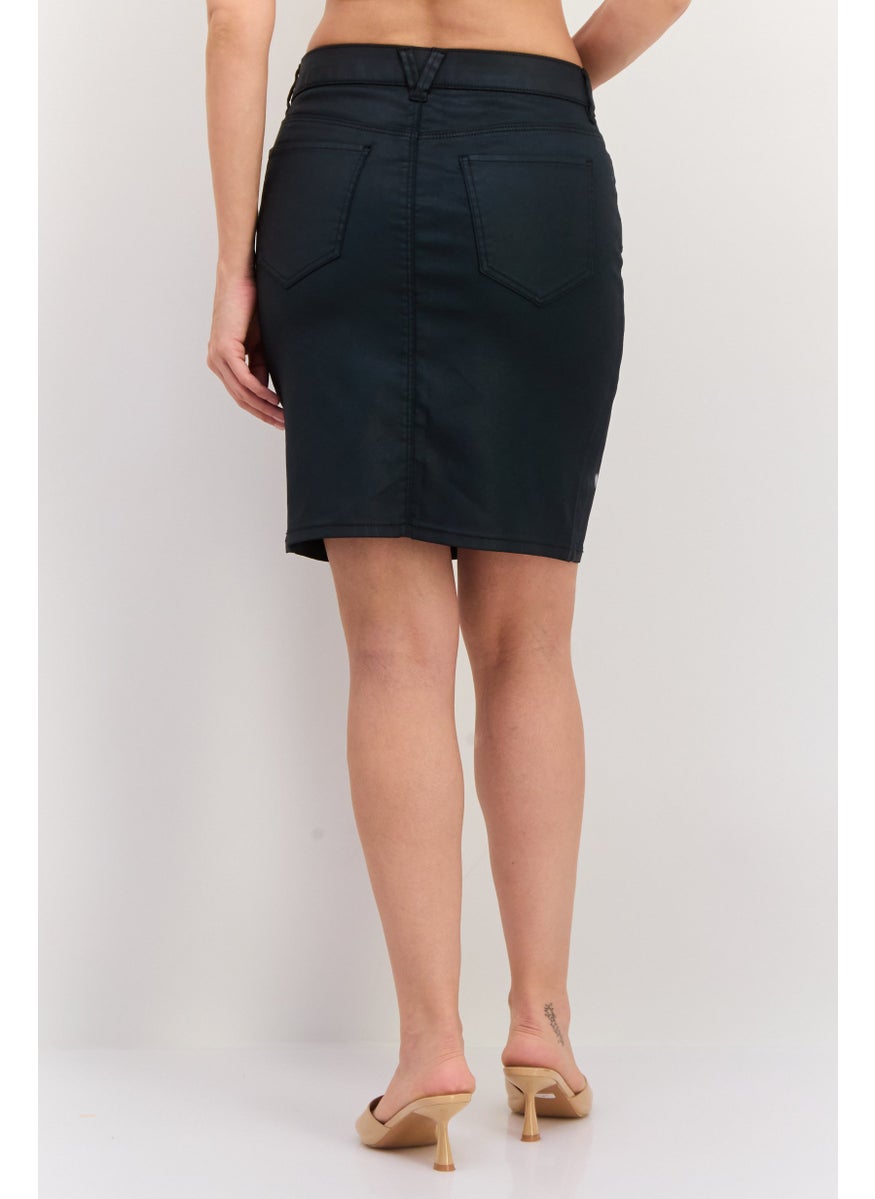 Women Solid Mini Skirt, Black
