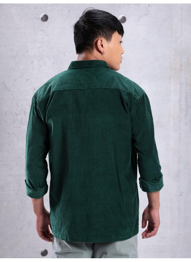 Bottle Green Box  Urban Shirt for Men